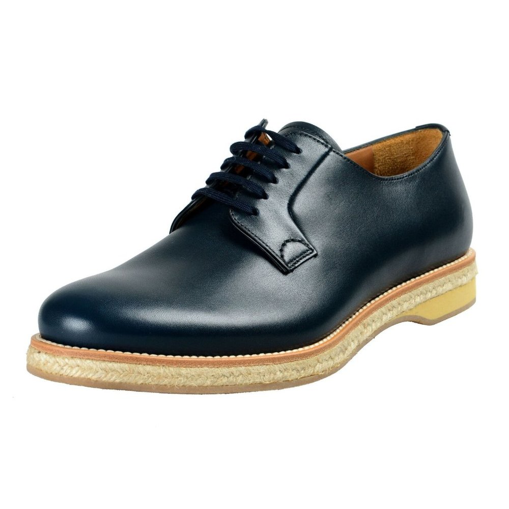 Prada Men's Blue Leather Casual Oxfords Shoes